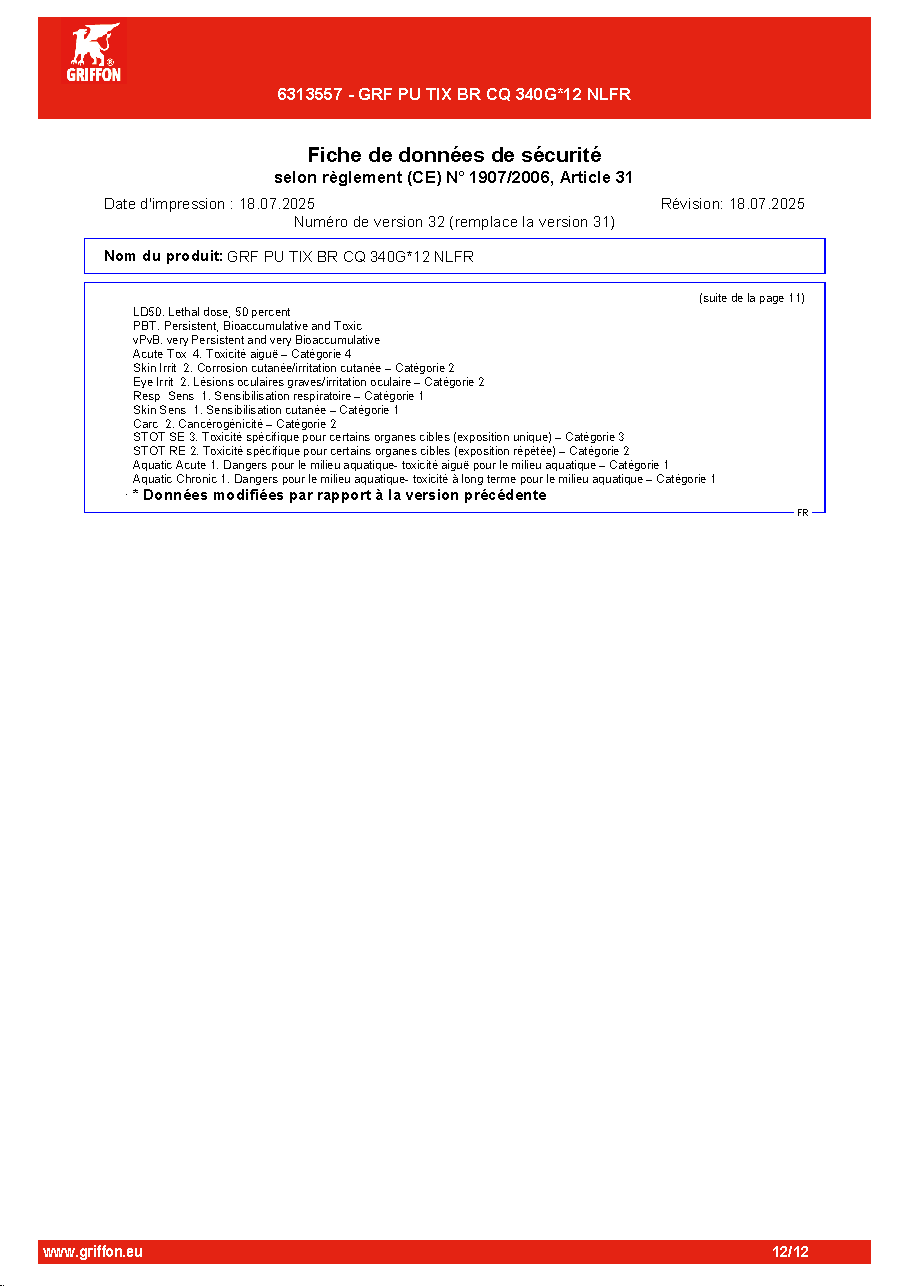 Fiche technique fournisseur