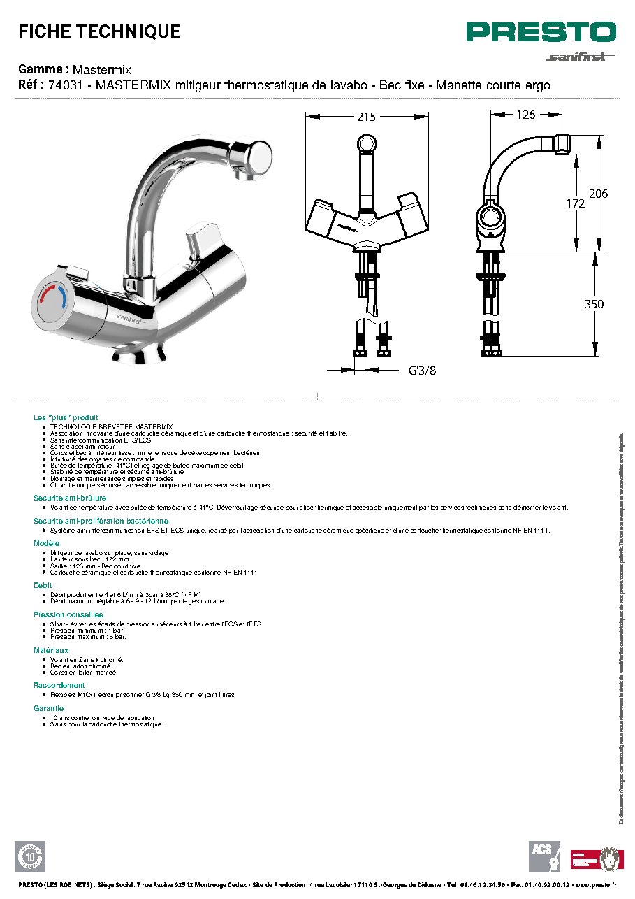 Fiche technique fournisseur