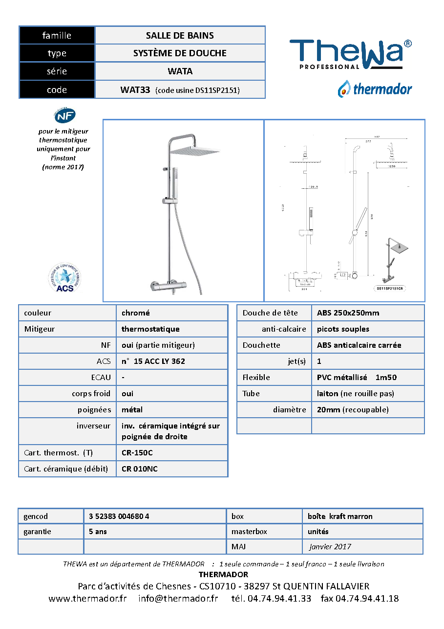 Fiche technique fournisseur