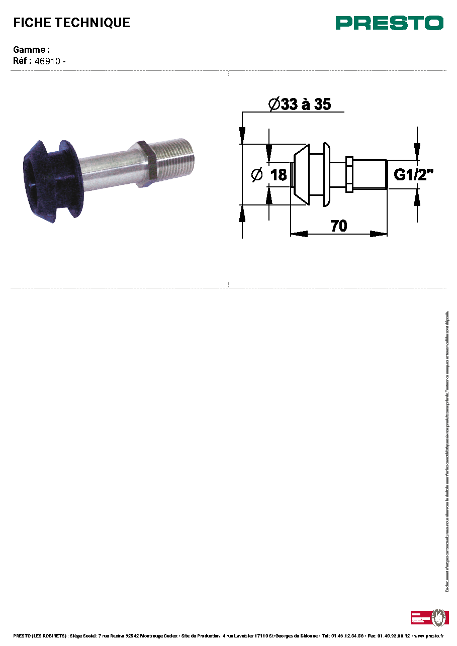 Fiche technique fournisseur