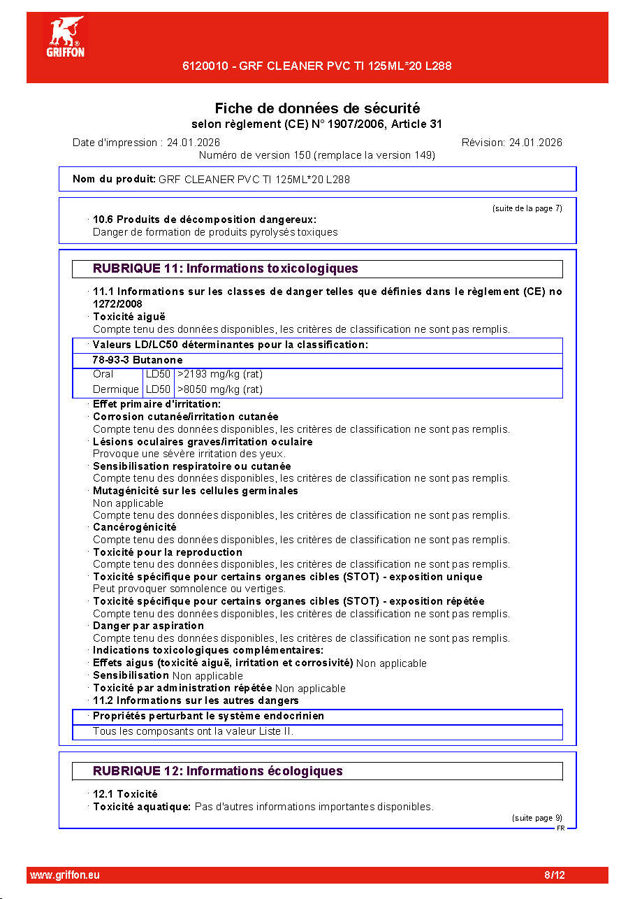 Fiche technique fournisseur