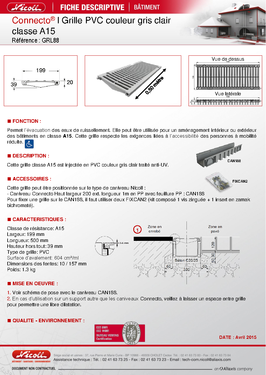 Fiche technique fournisseur