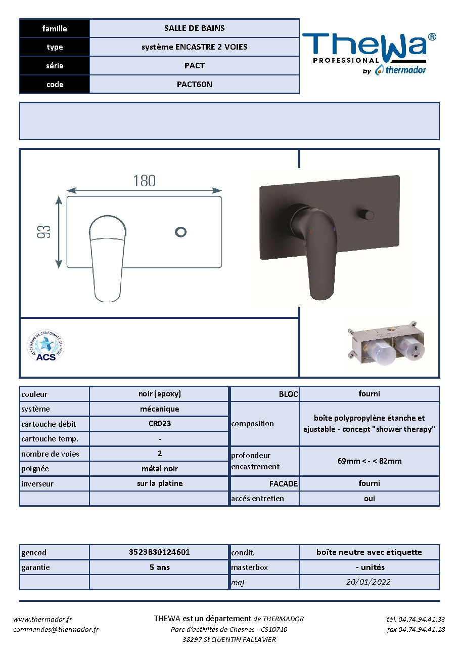 Fiche technique fournisseur