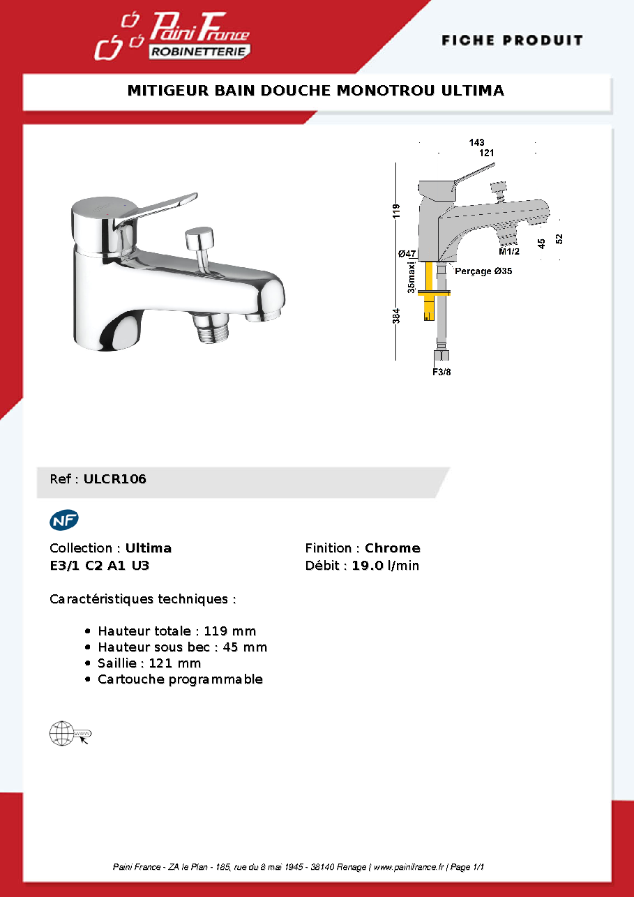 Fiche technique fournisseur