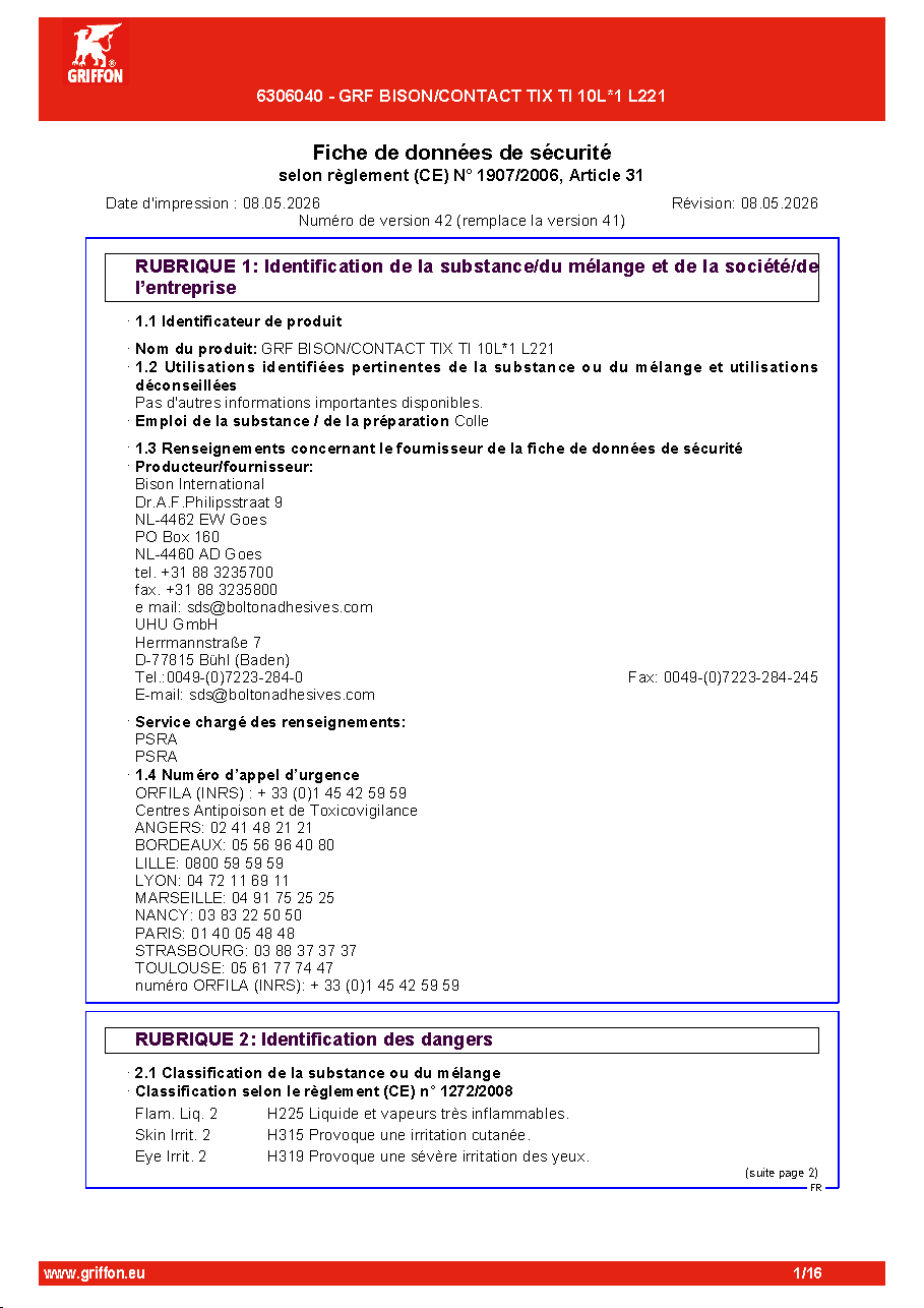 Fiche technique fournisseur
