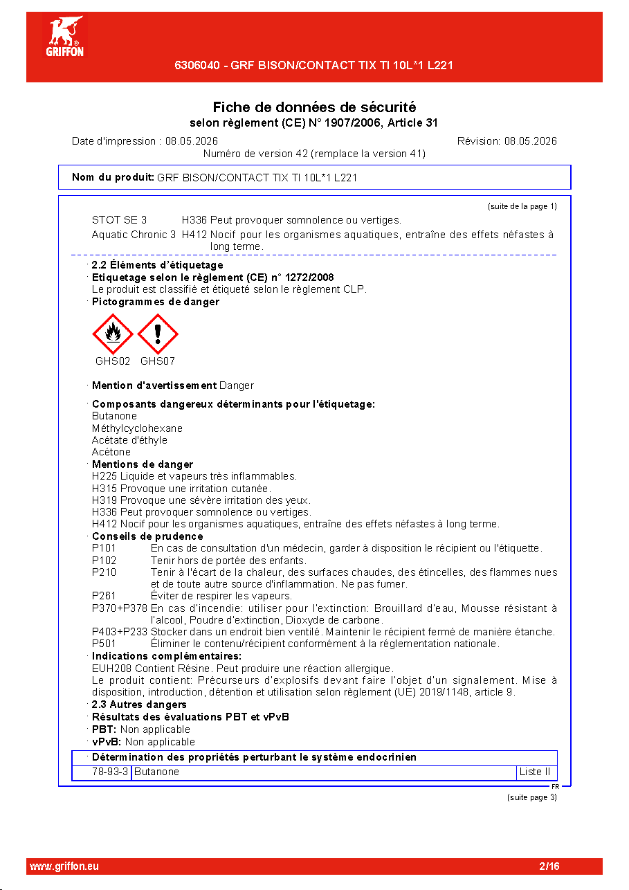 Fiche technique fournisseur