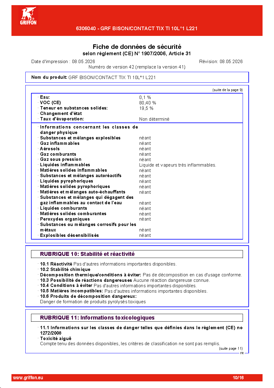 Fiche technique fournisseur