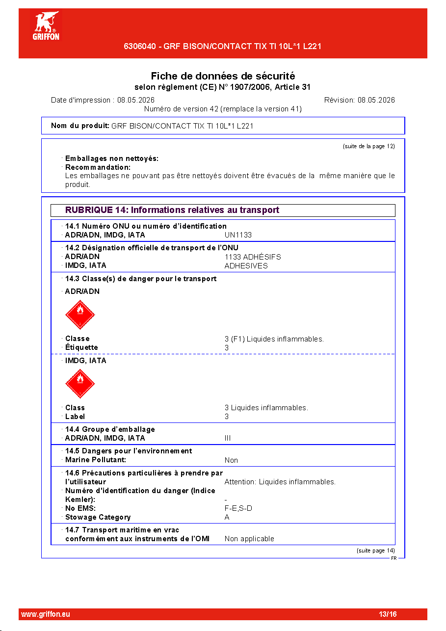 Fiche technique fournisseur
