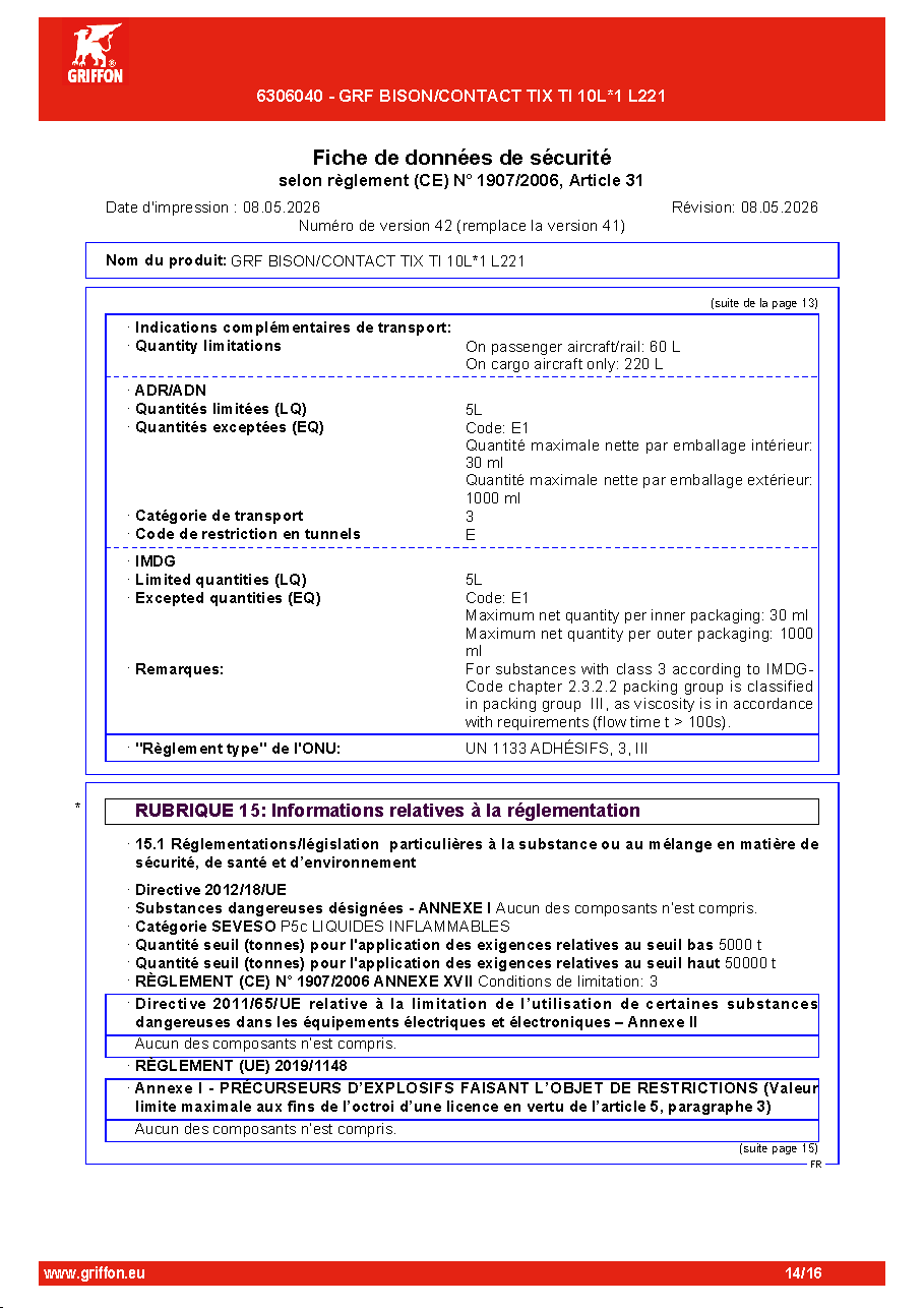 Fiche technique fournisseur