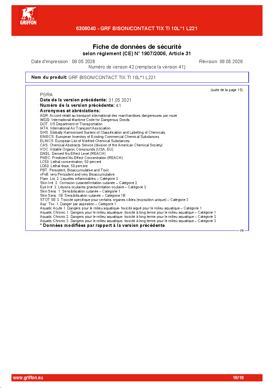 Fiche technique fournisseur