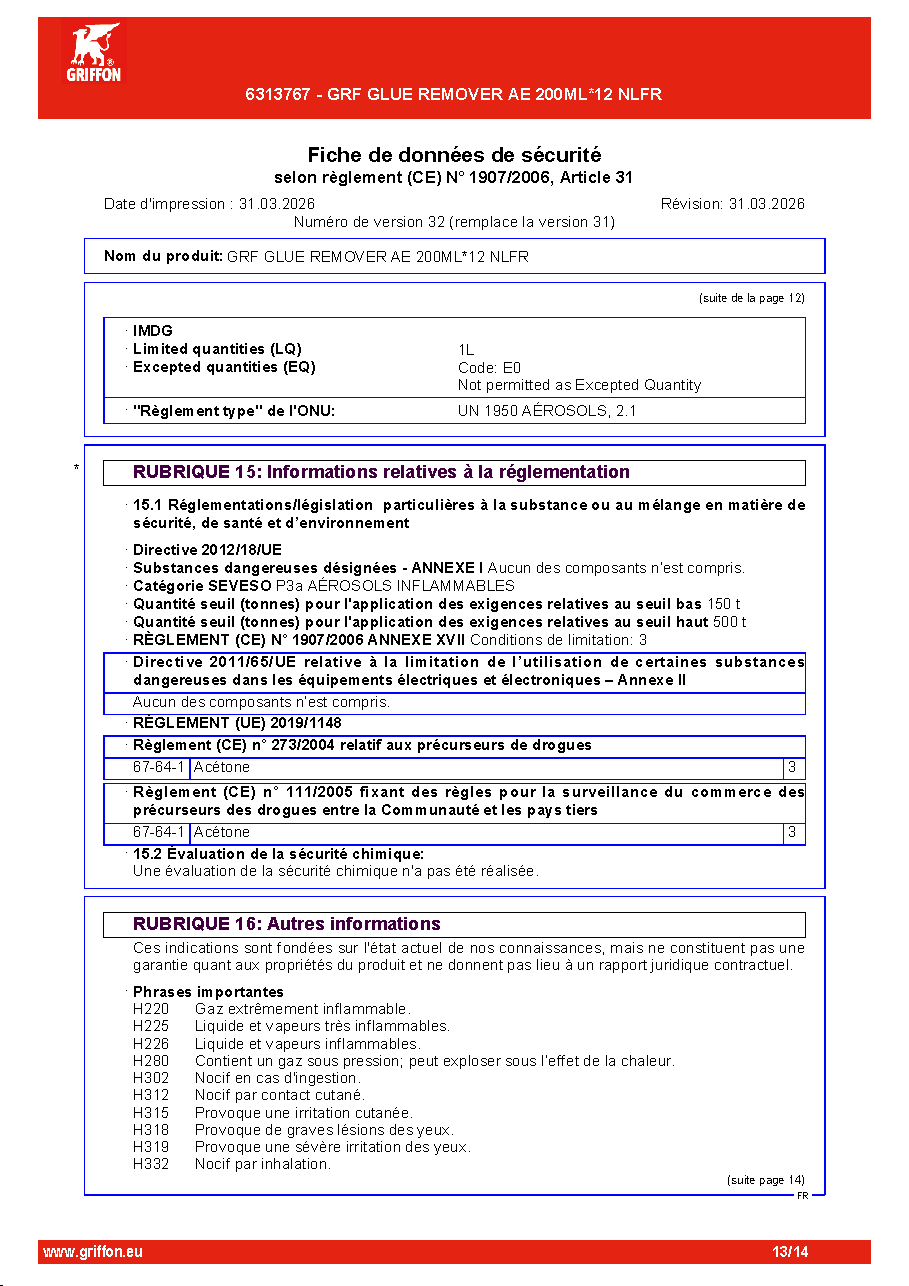 Fiche technique fournisseur