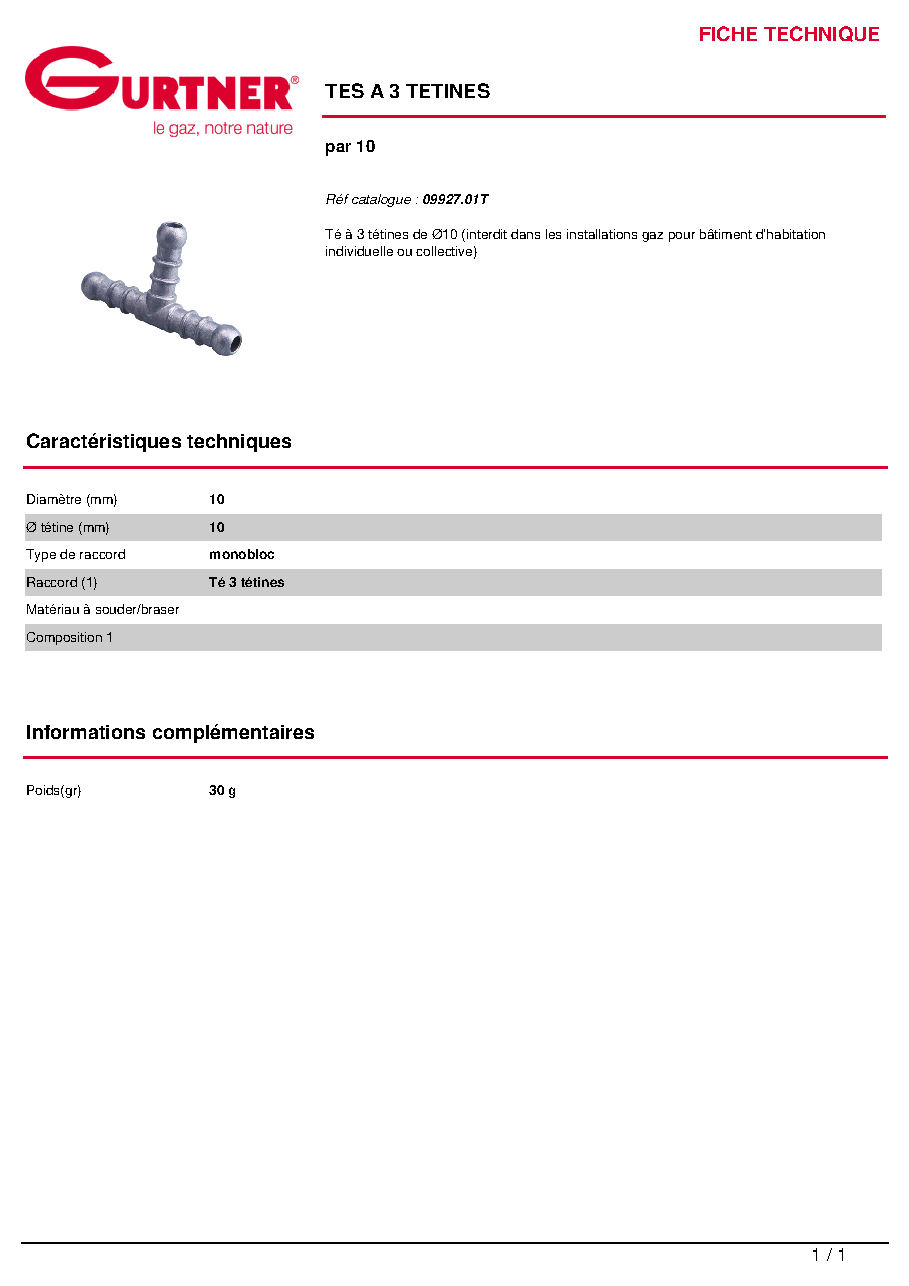 Fiche technique fournisseur