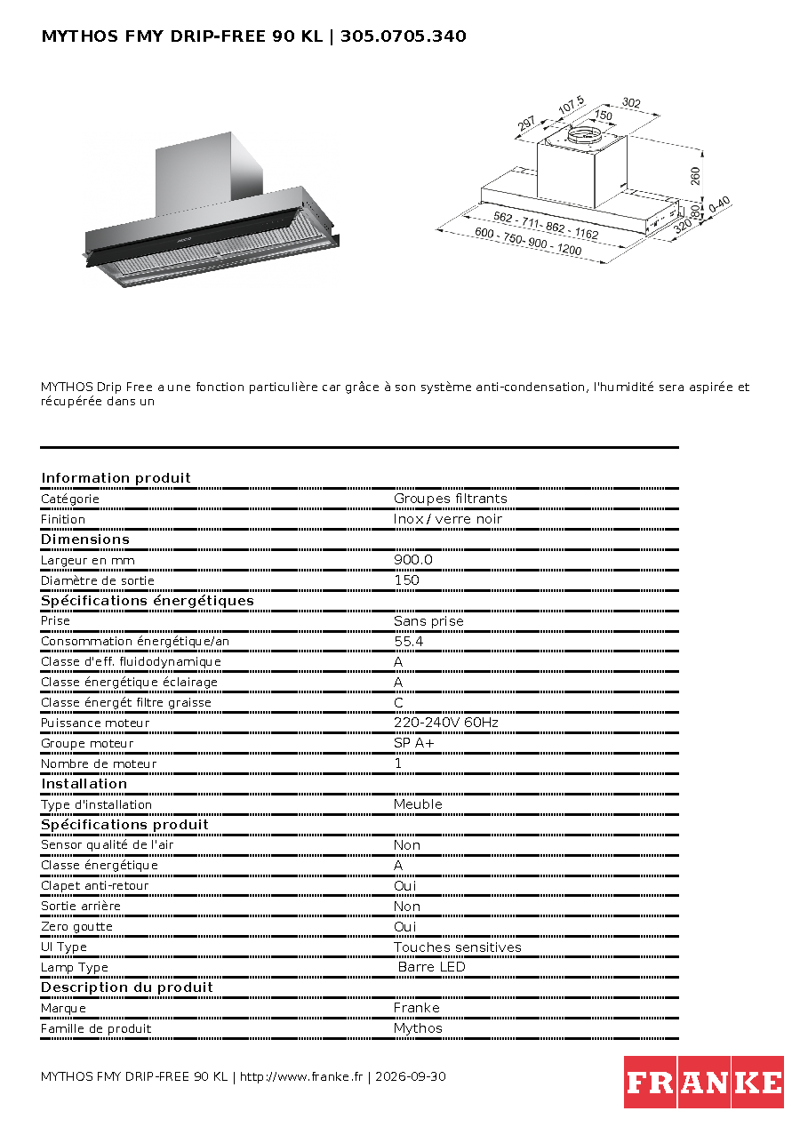 Fiche technique fournisseur