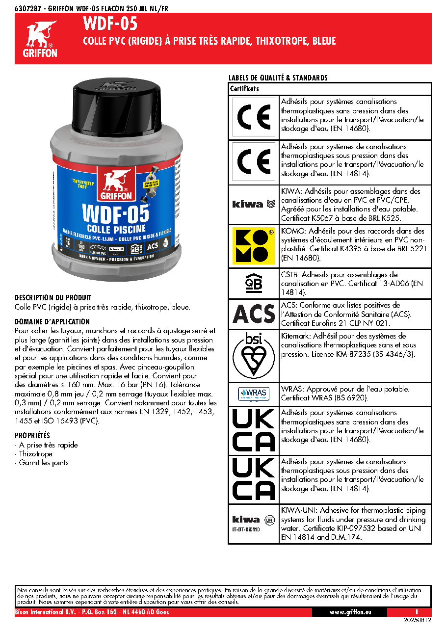 Fiche technique fournisseur