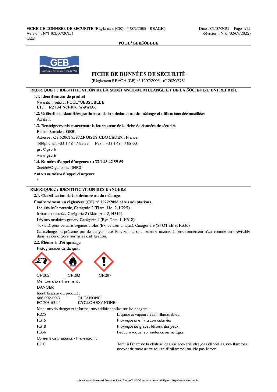 Fiche technique fournisseur