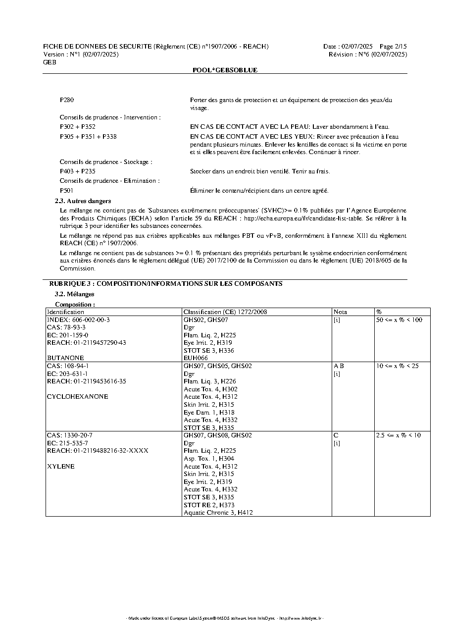 Fiche technique fournisseur