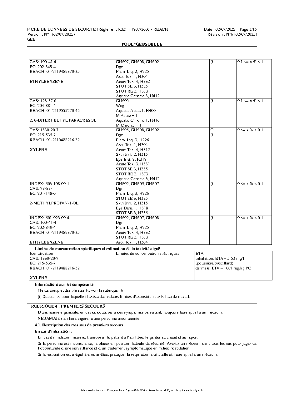 Fiche technique fournisseur