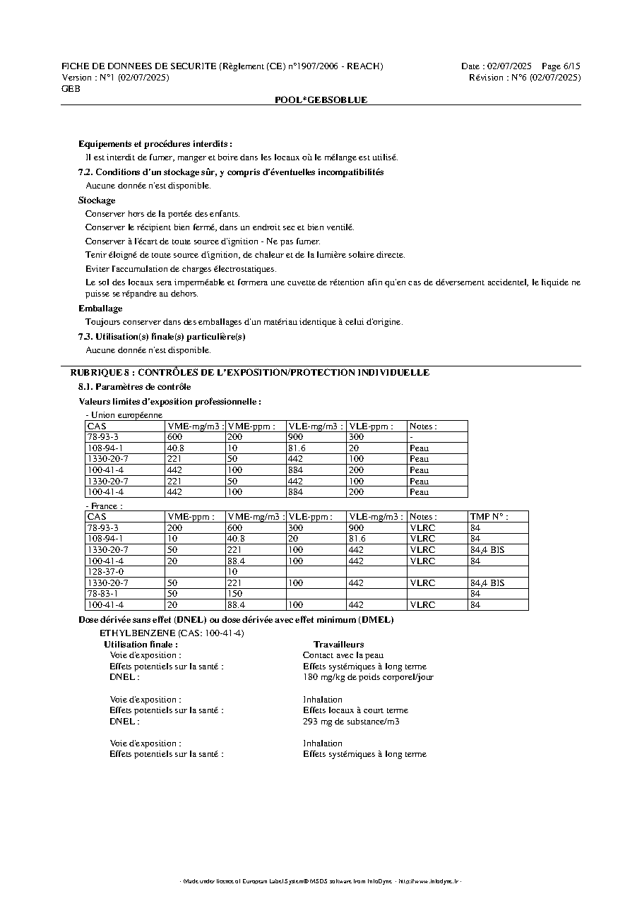 Fiche technique fournisseur