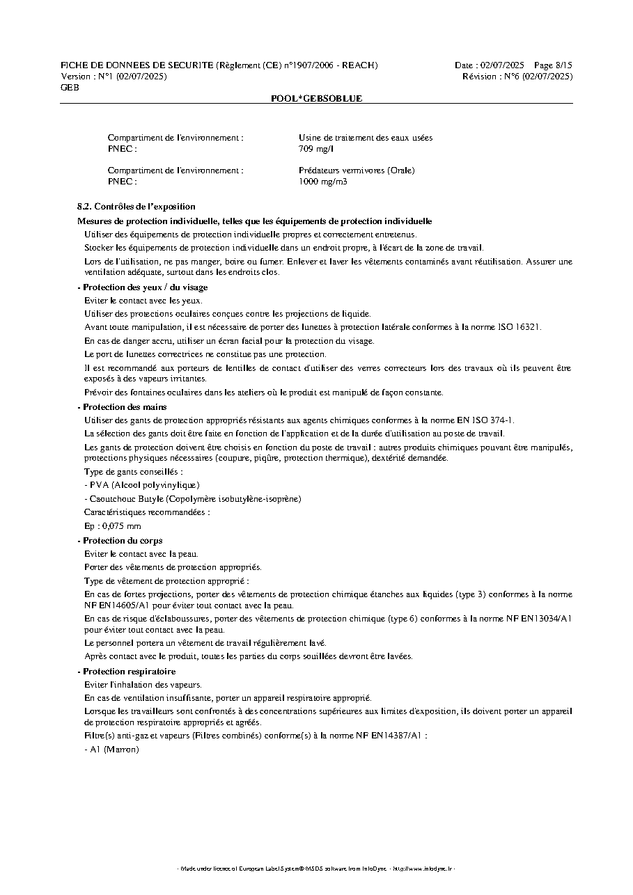 Fiche technique fournisseur