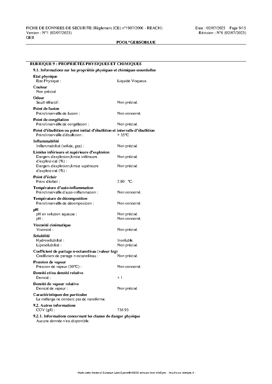 Fiche technique fournisseur