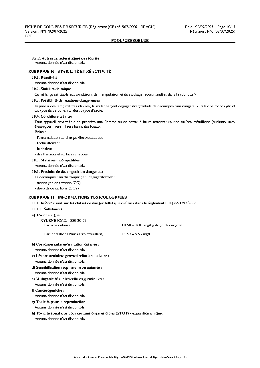 Fiche technique fournisseur