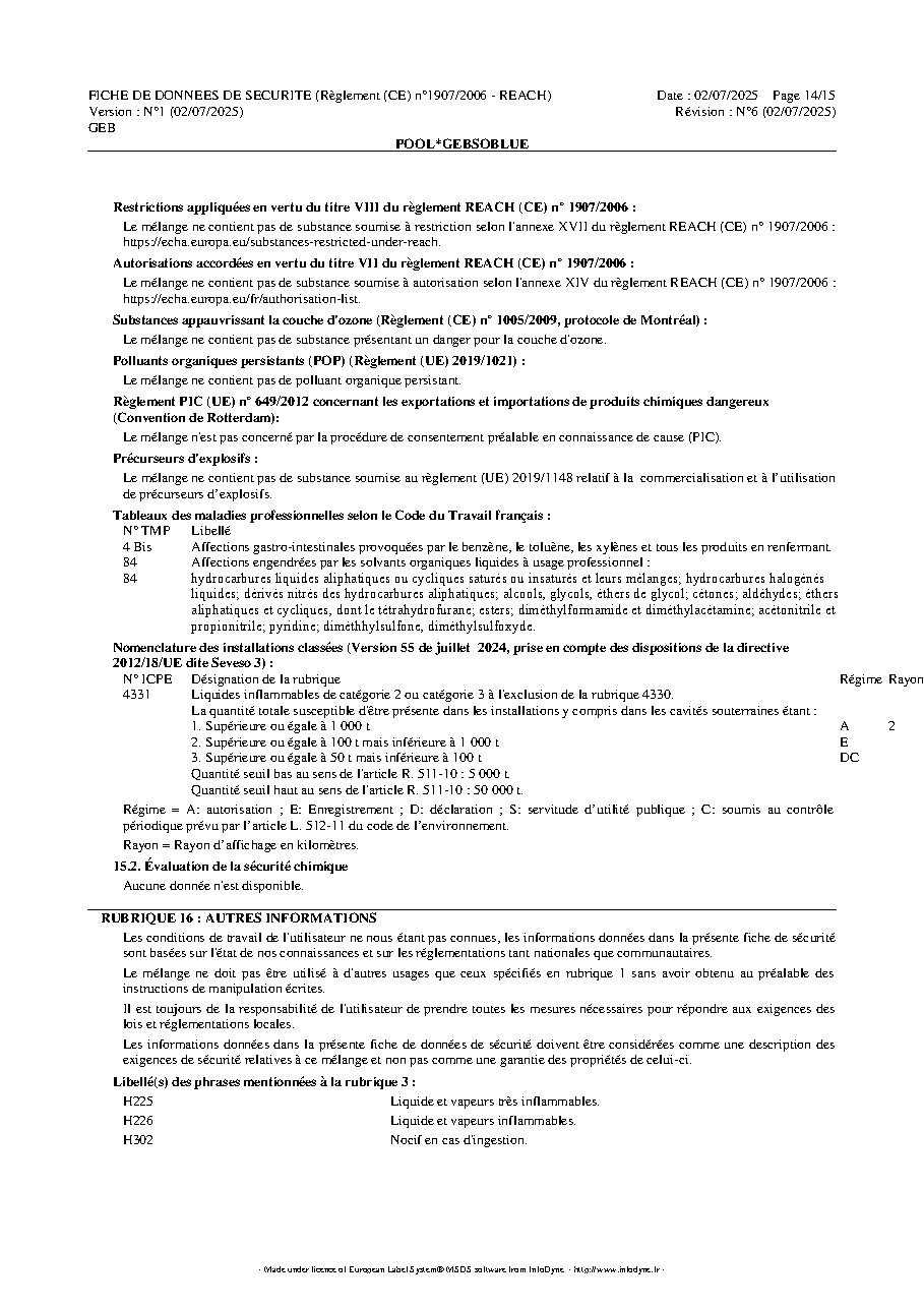 Fiche technique fournisseur