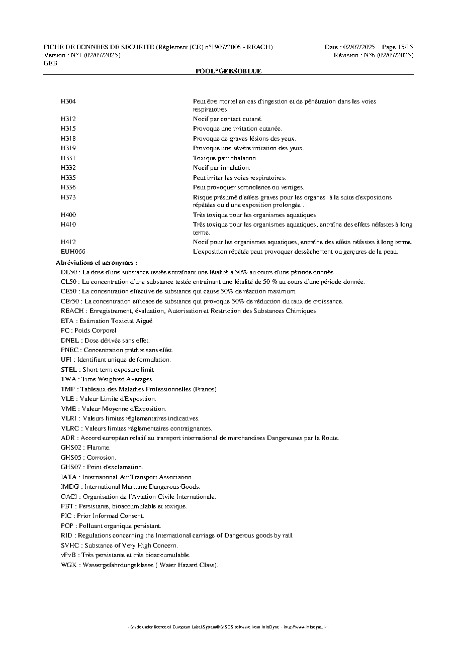 Fiche technique fournisseur