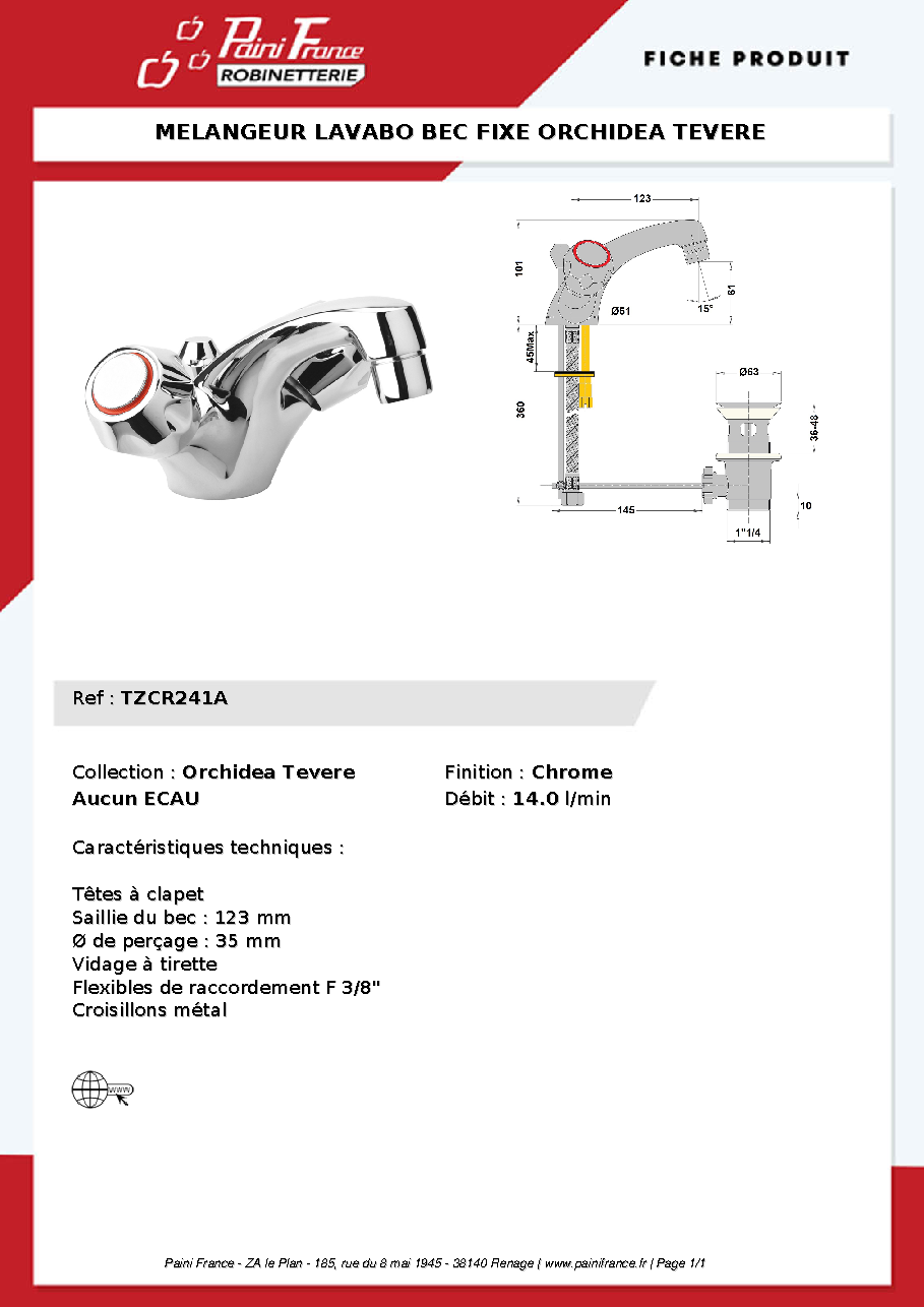 Fiche technique fournisseur