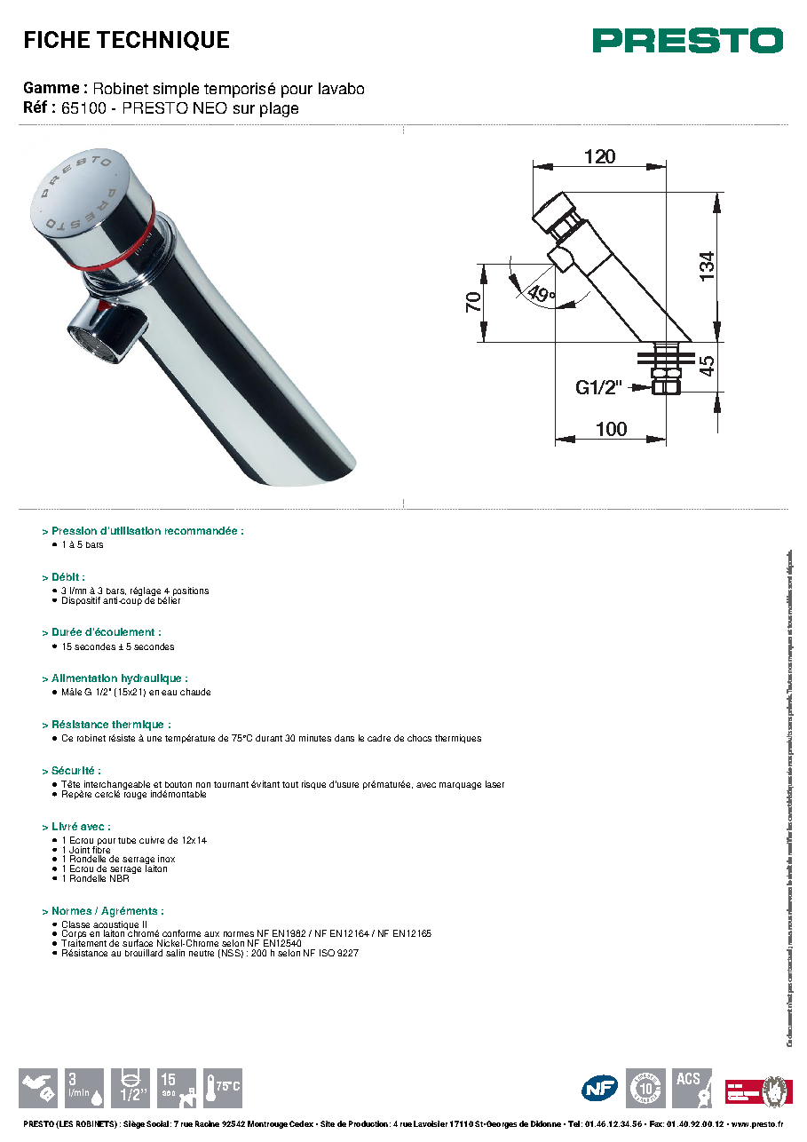 Fiche technique fournisseur