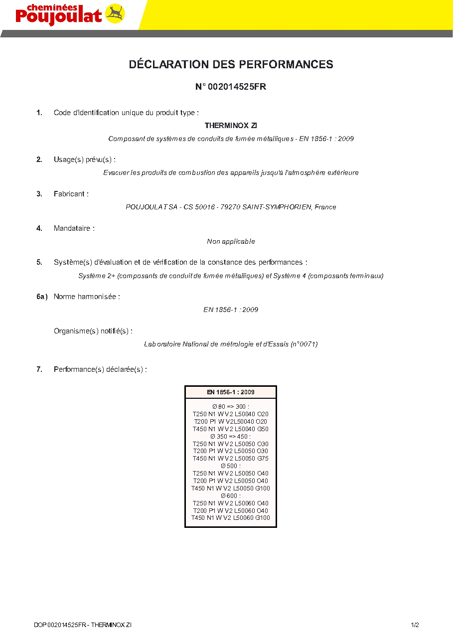 Fiche technique fournisseur