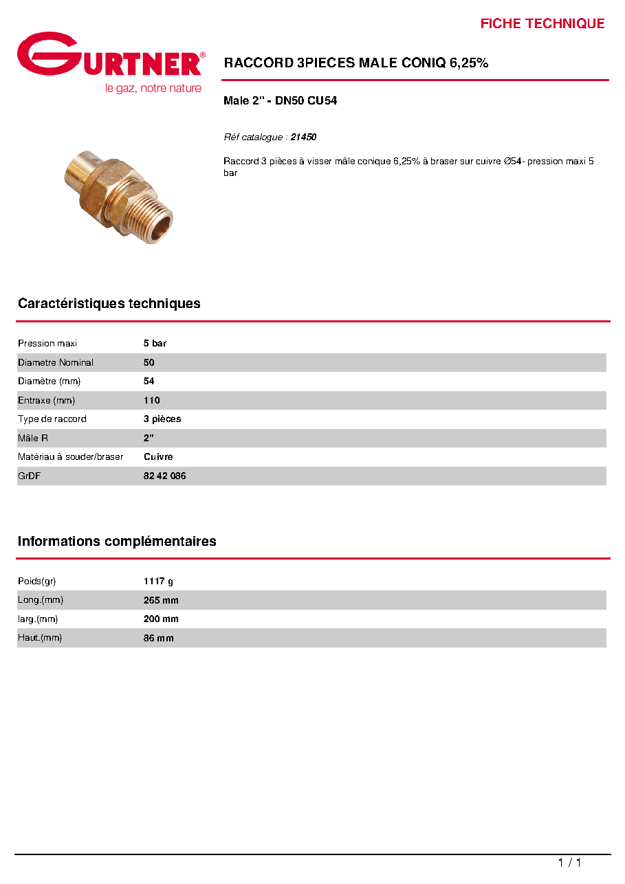 Fiche technique fournisseur
