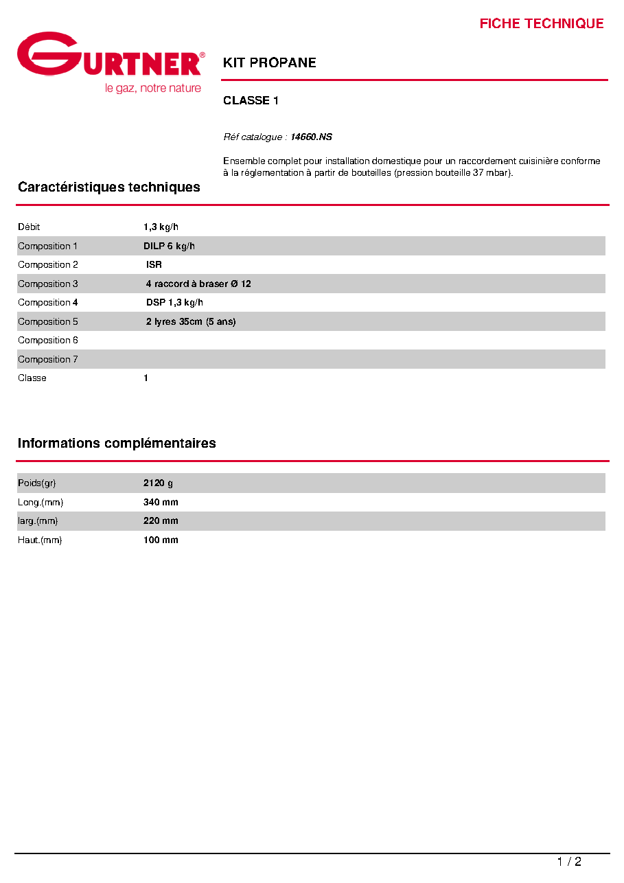 Fiche technique fournisseur