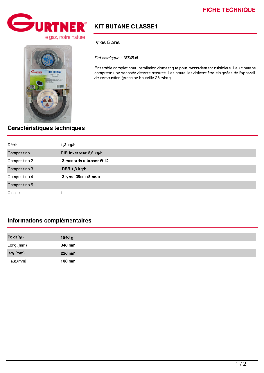Fiche technique fournisseur