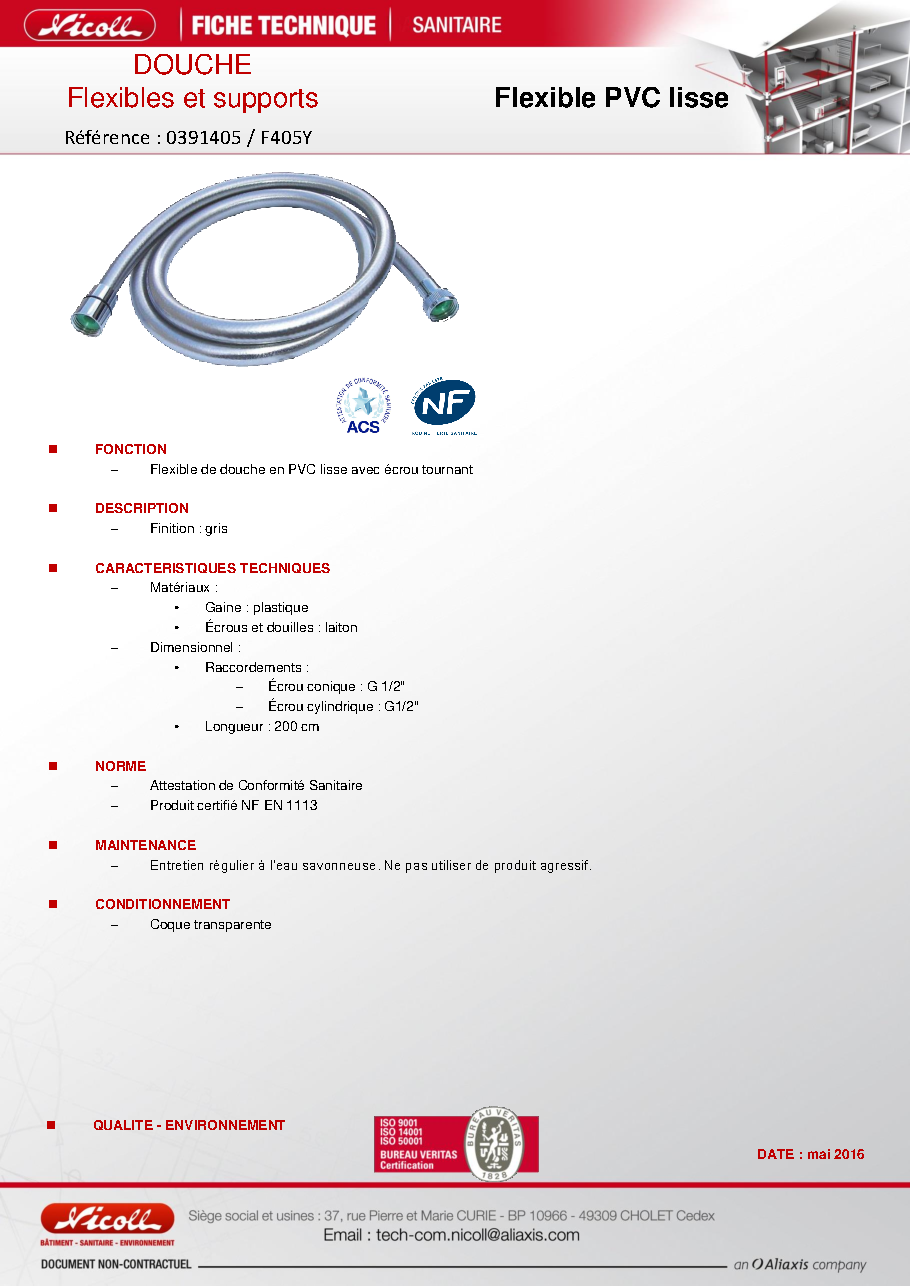 Fiche technique fournisseur