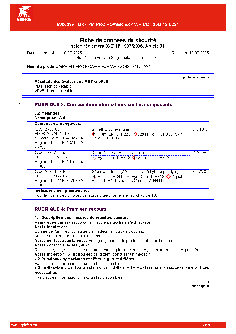 Fiche technique fournisseur
