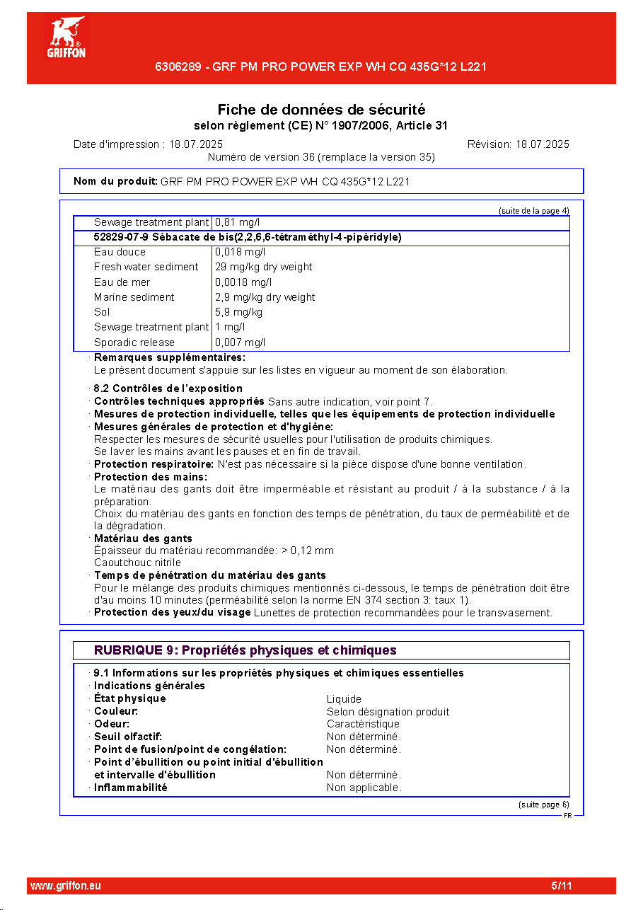 Fiche technique fournisseur