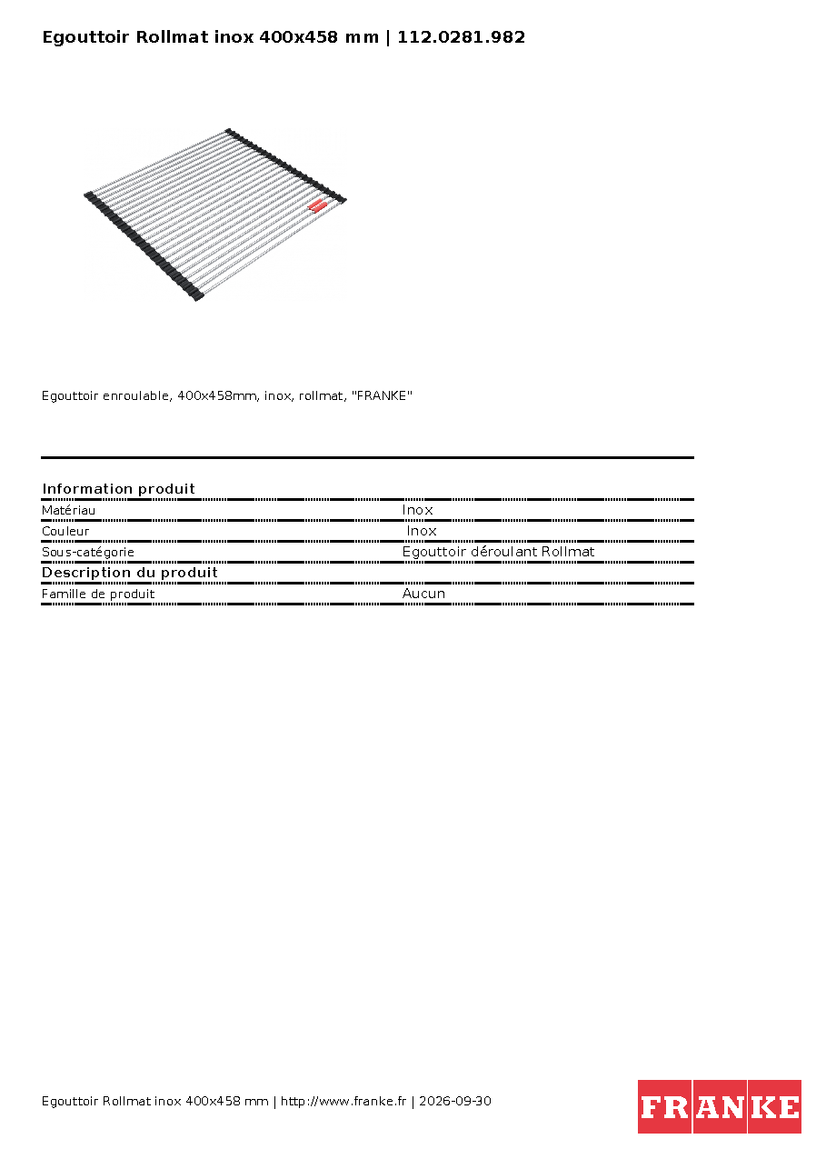 Fiche technique fournisseur