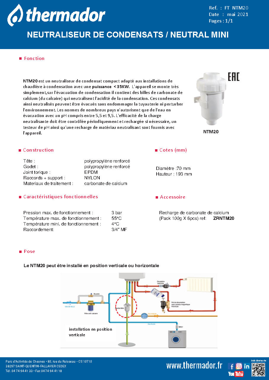 Fiche technique fournisseur