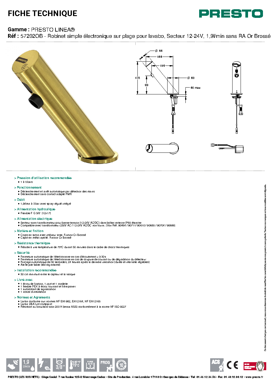 Fiche technique fournisseur