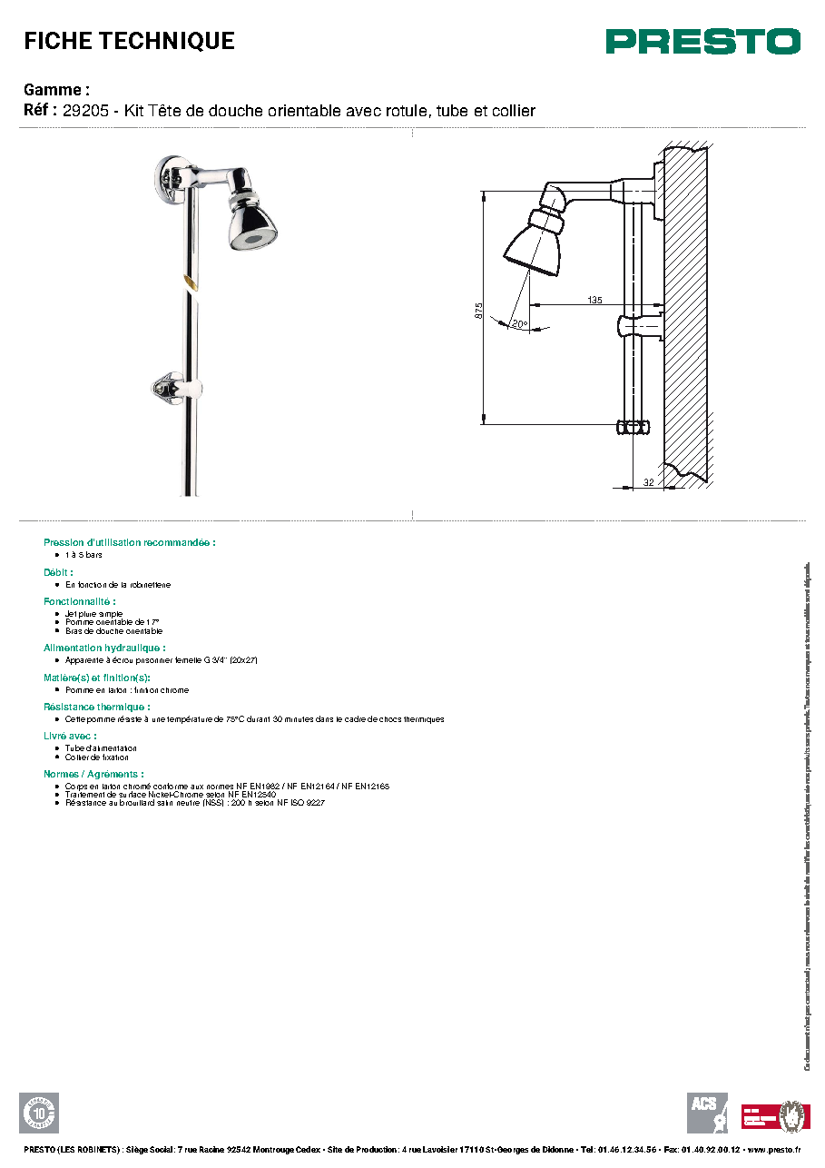 Fiche technique fournisseur