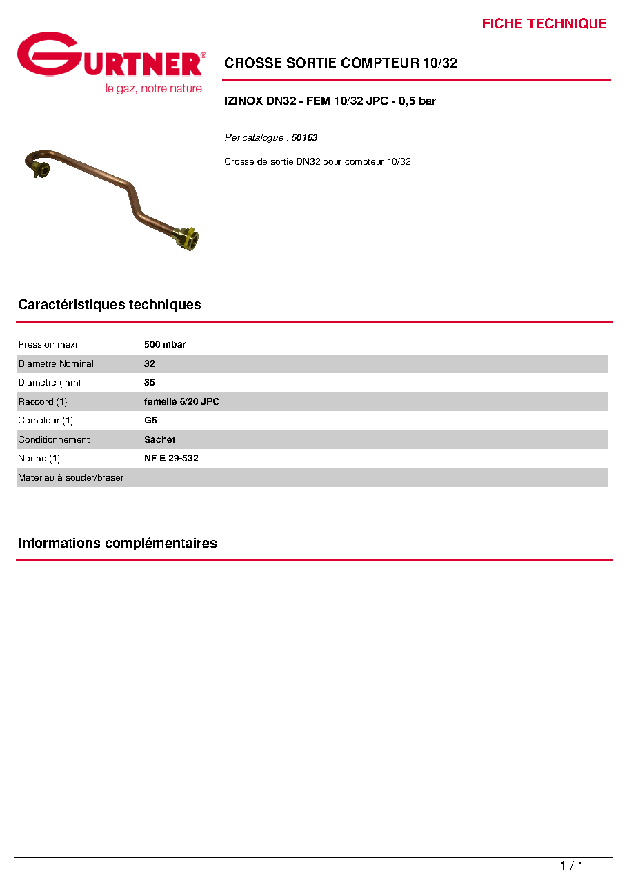 Fiche technique fournisseur