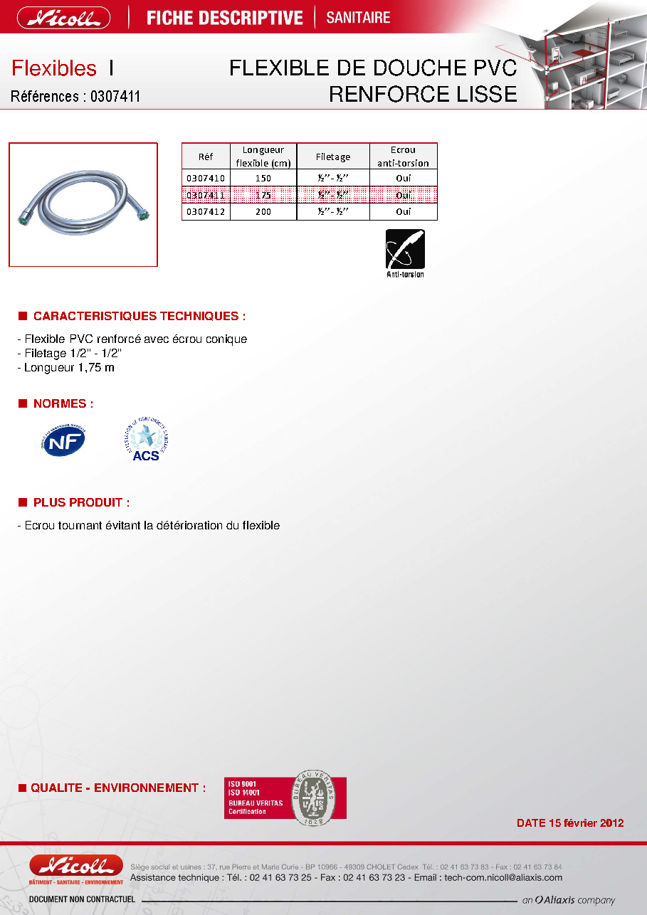 Fiche technique fournisseur