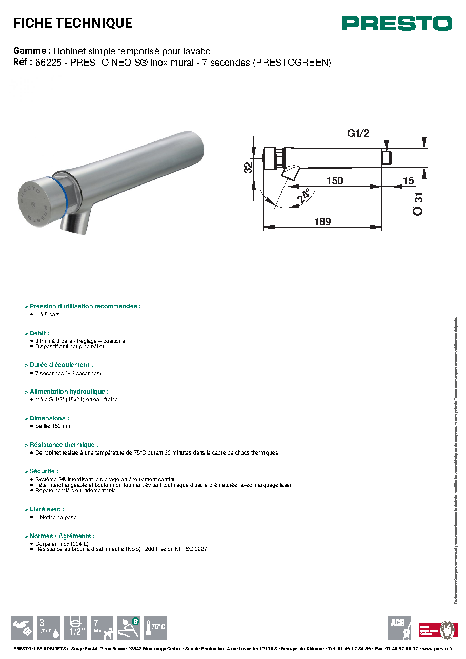 Fiche technique fournisseur