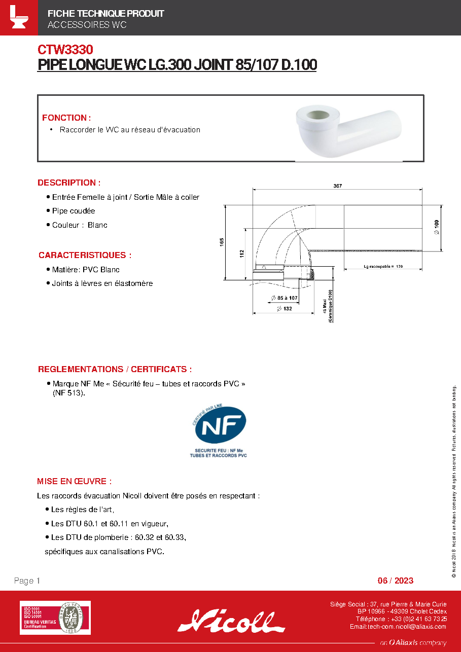 Fiche technique fournisseur