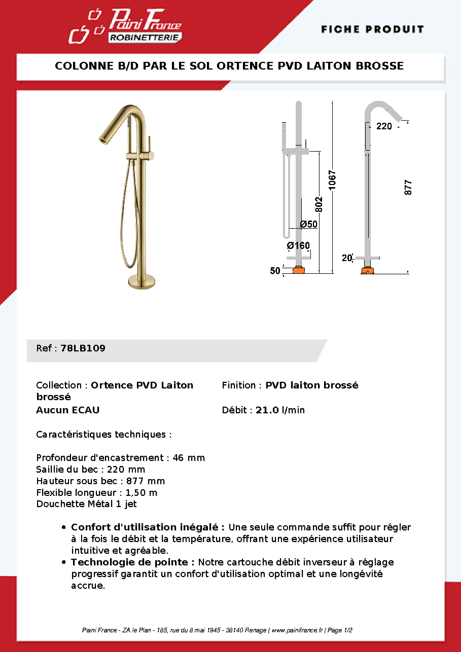 Fiche technique fournisseur