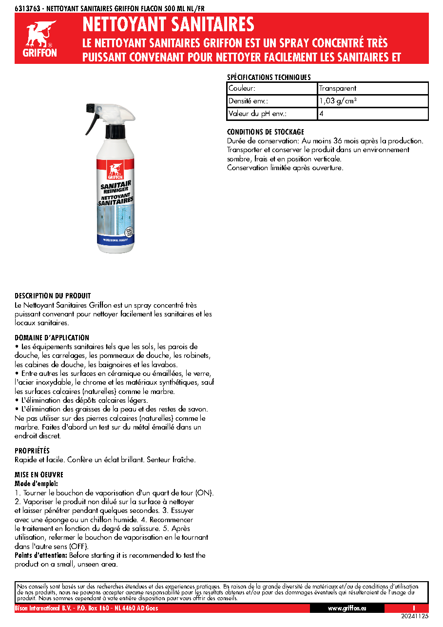Fiche technique fournisseur
