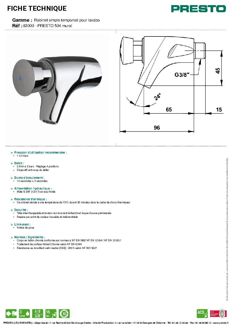 Fiche technique fournisseur