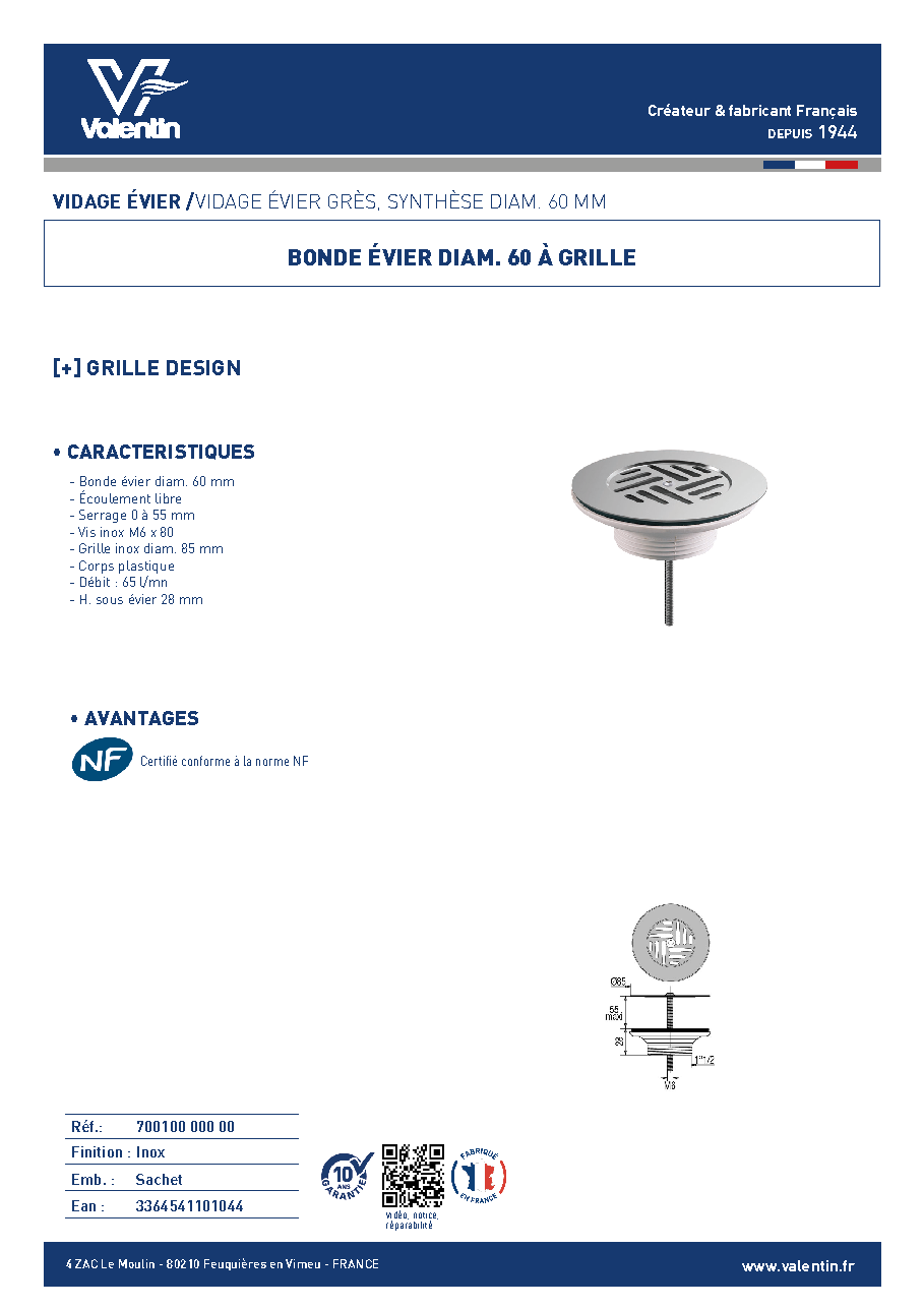 Fiche technique fournisseur