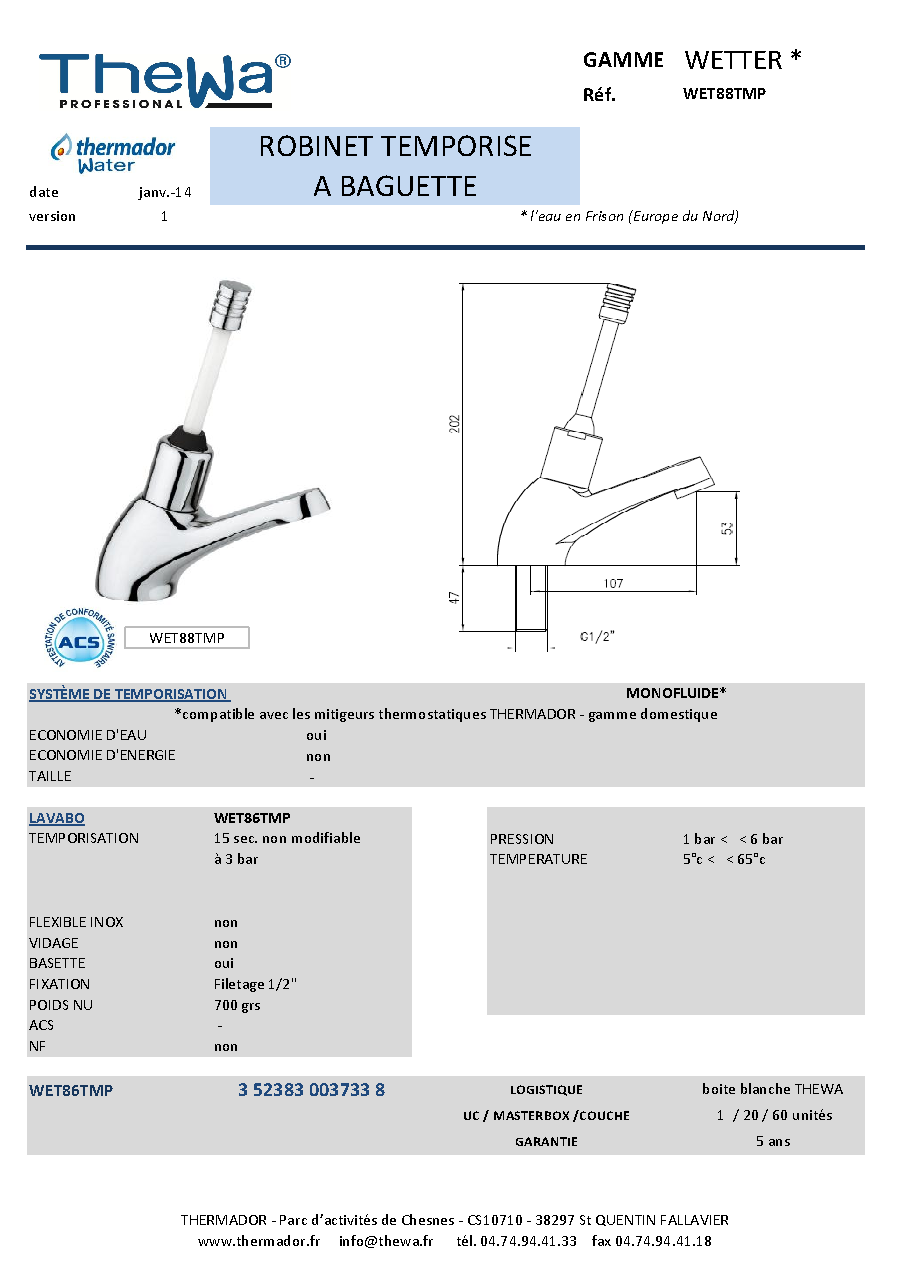 Fiche technique fournisseur