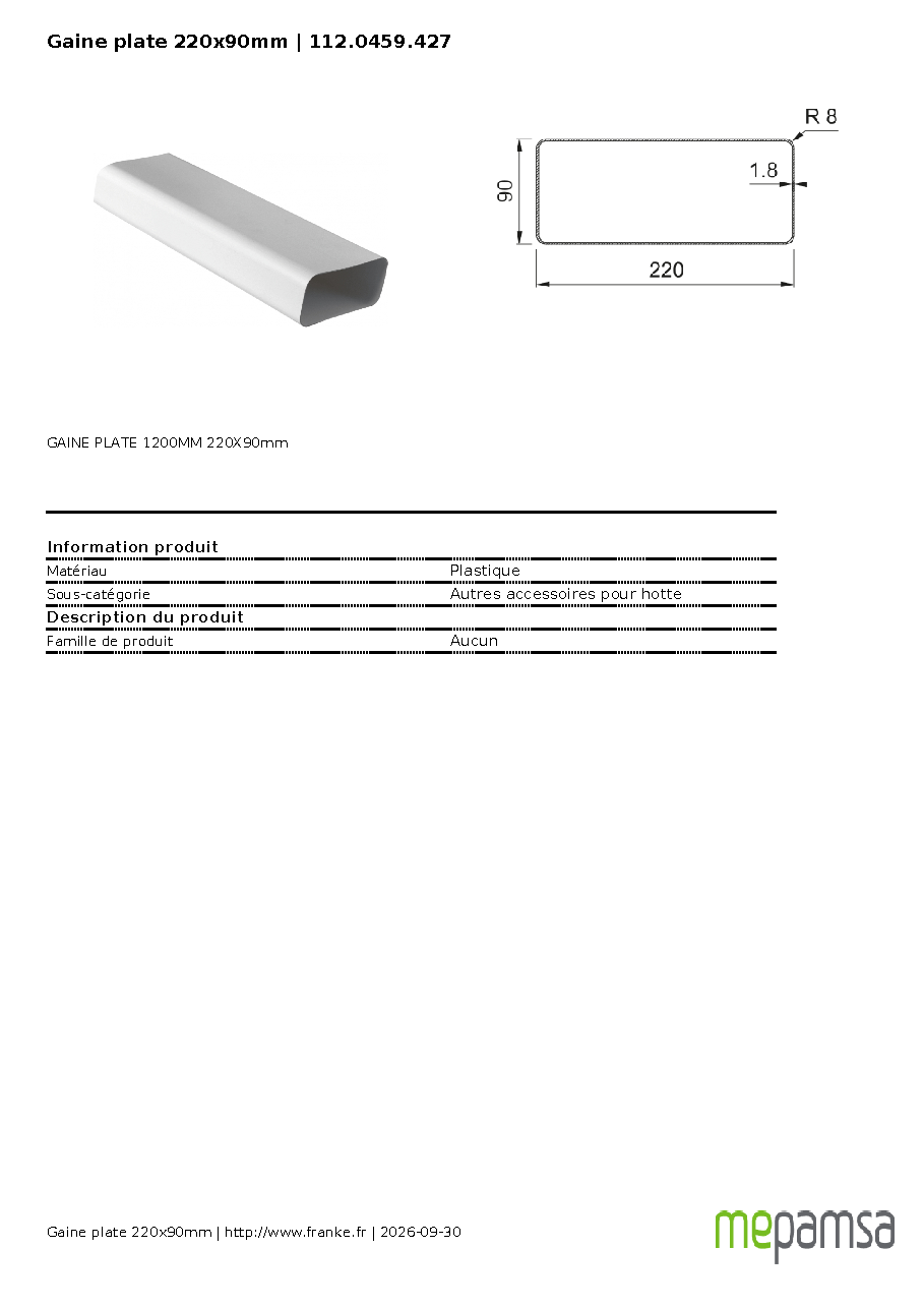 Fiche technique fournisseur